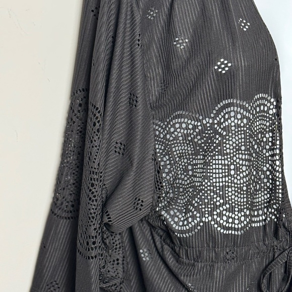 Dotti Women’s Black Lace Overlay Drawstring Waist Swimsuit Coverup Size XL - Picture 4 of 9